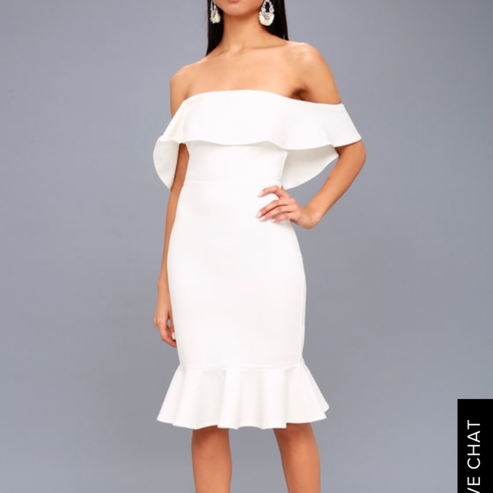 Lulus white off the shoulder midi dress size SMALL